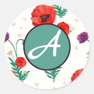 POPÍDEAS DE ADESIVOS REDONDOS INICIAIS PERSONALIZA
