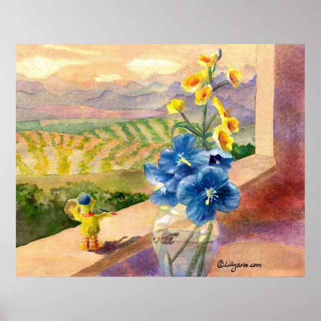 Poppies Azuis Poster (Frente)