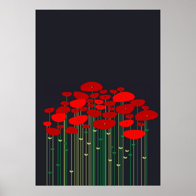 Poppies Black Poster (Frente)