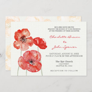 Poppies bonito convites de casamento florais moder