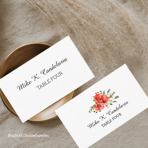 Poppies Buquê Place Card Modelo