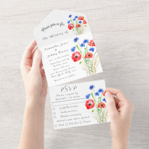 Poppies Cornflower Floral Wedding Elegant