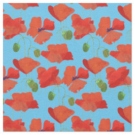 Poppies de Campo Vermelho Personalizados Tecido Az