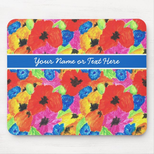 Poppies e Cornflower Mousepad personalizáveis (Frente)