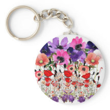 Poppies, Flora Summer Button Chaveiro