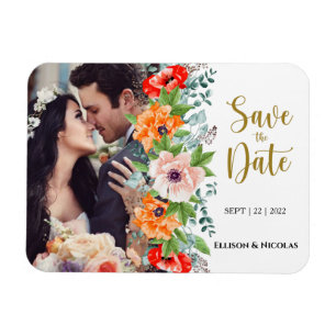 Poppies Foto Casamento Salva o ímã de datas