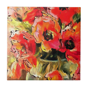 Poppies Numa Arte Negra Vidro Vaso