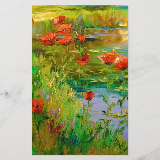 Poppies perto do lago (Frente)