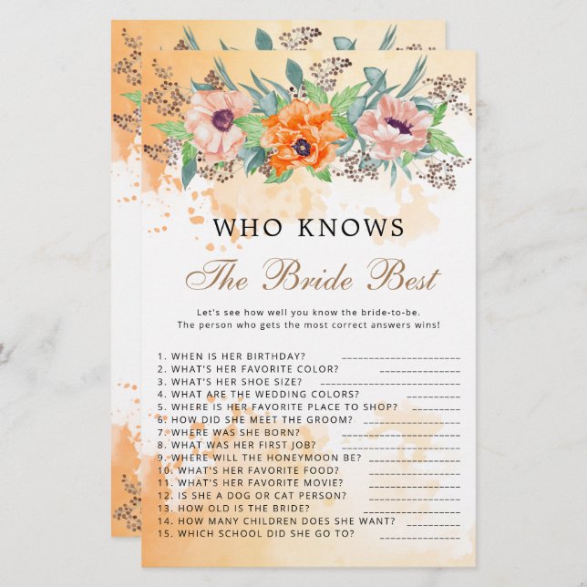 Poppies que conhecem o melhor jogo da noiva (Frente/Verso)