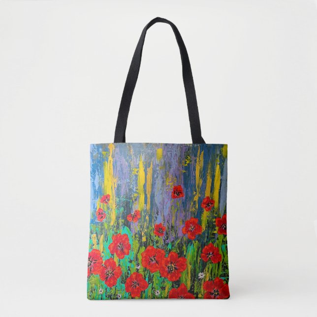 Poppies Tote Bag Art Abstrato (Frente)
