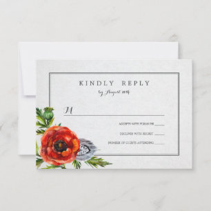 Poppies vermelhos Casamento aquoso floral RSVP