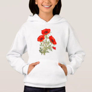 Poppies vermelhos com marca de caule verde