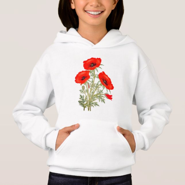 Poppies vermelhos com marca de caule verde (Frente)