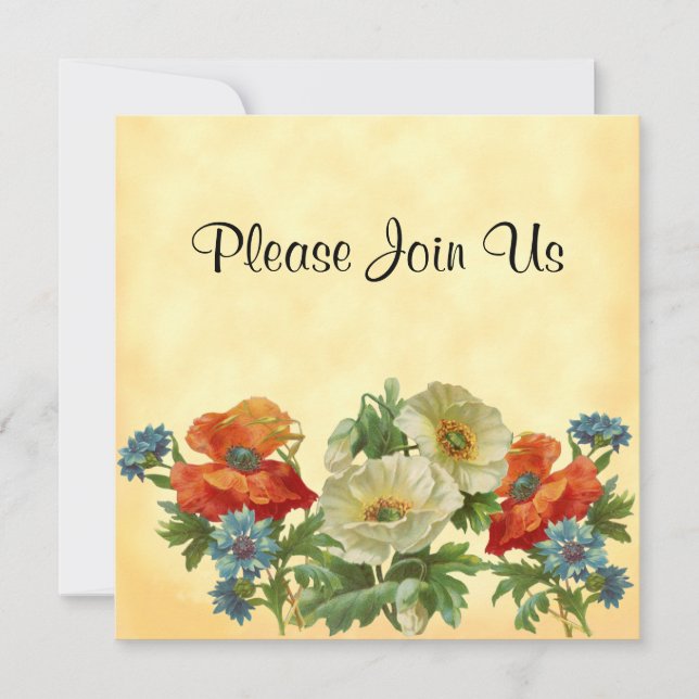 Poppy e Cornflower Convites Florais Personalizados (Frente)