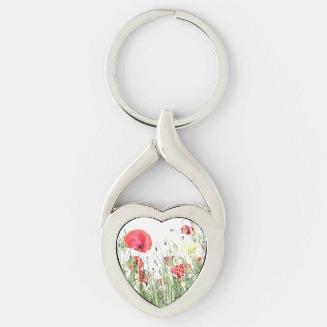 Poppy field Nature floresce flores Chaveiro (Frente)