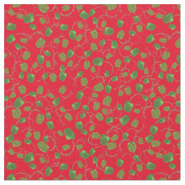 Poppy Fields Green Buds no Tecido Vermelho Persona