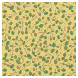 Poppy Fields Green Poppy Buds no Tecido amarelo