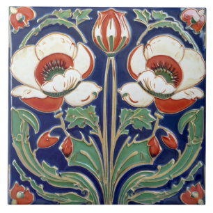 Poppy Flower Art Deco Nouveau European Folart