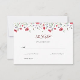Poppy & Lavender Watercolor Floral Wedding RSVP