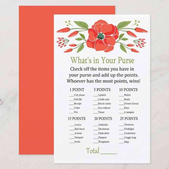 Poppy O que há no seu jogo de bolsa? (Frente/Verso)