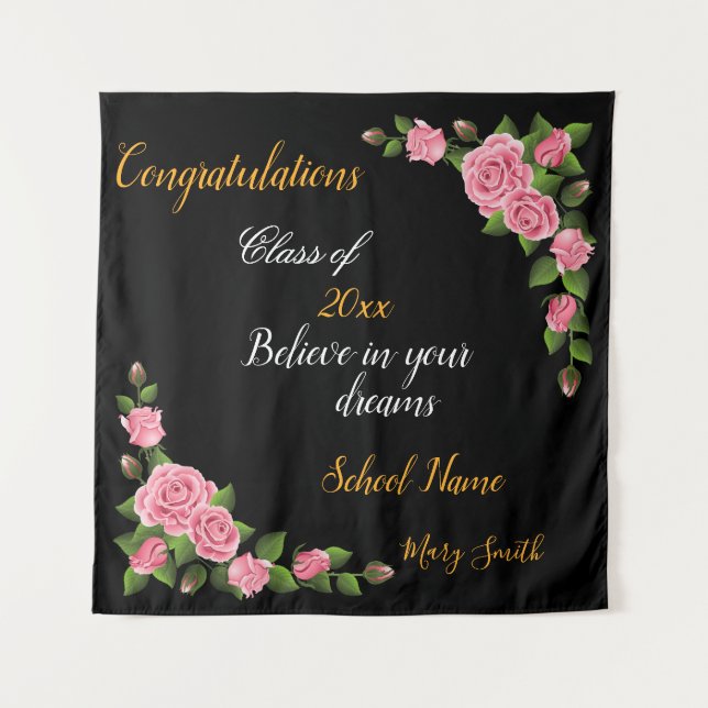 População Floral Personalizar Tapeçaria Rosa (Frente)