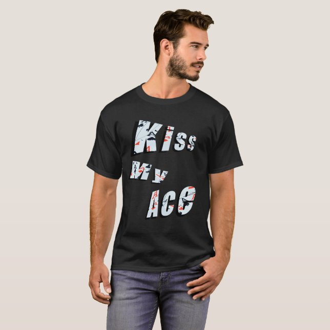 Pôquer Beije Meu Ás, Camiseta Preta Engraçada Masc (Frente Completa)