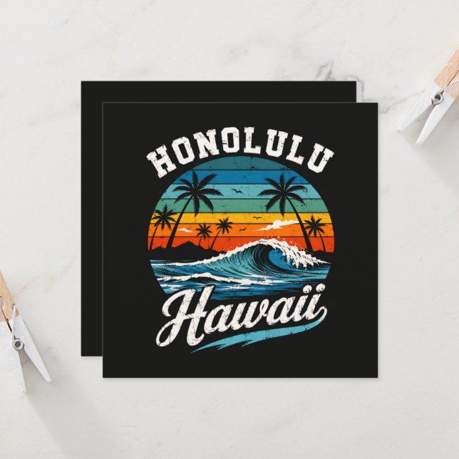 Pôr do sol de surf em Honolulu Havaí (Frente/Verso In Situ)