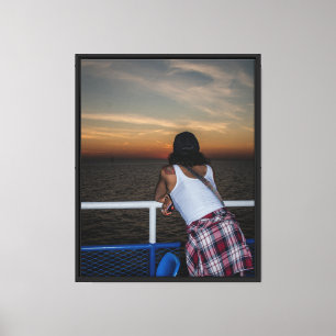 Pôr do Sol do Barco Impressão em Tela Esticada