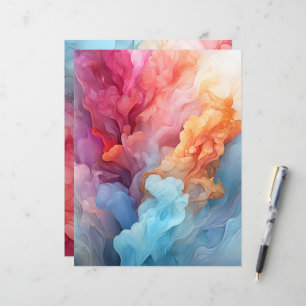Pôr do sol em papel de sapata de tinta a álcool no