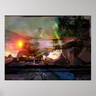 Por do sol - impressão abstrato