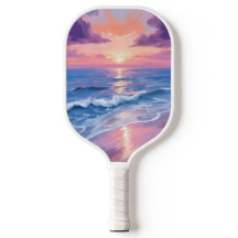 Pôr do Sol Lavanda Roxo Praia Oceano Aquarela