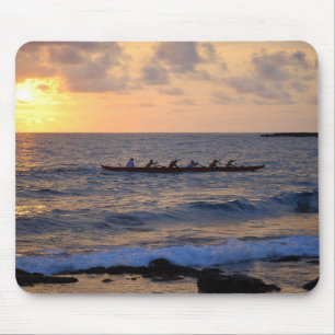 Por do sol Mousepad da canoa de guiga de Kailua