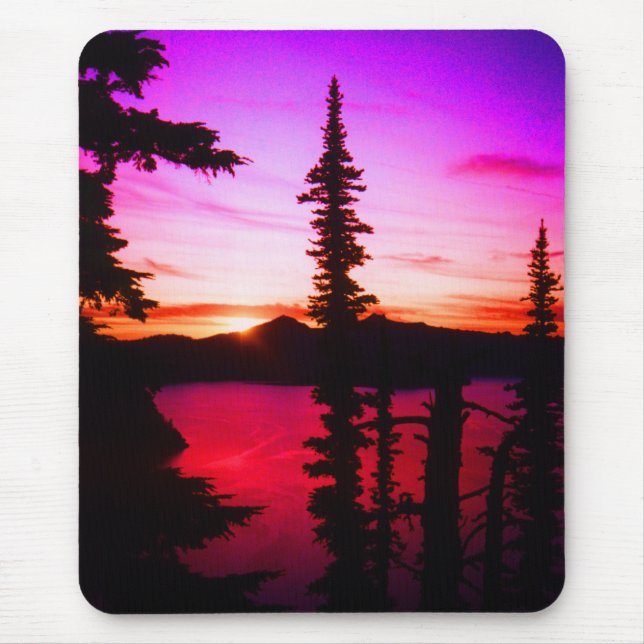 Por do sol Mousepad do lago crater (Frente)