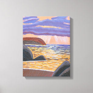 Pôr do sol na canvas do mar