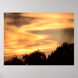 Pôr do sol na Poster da floresta