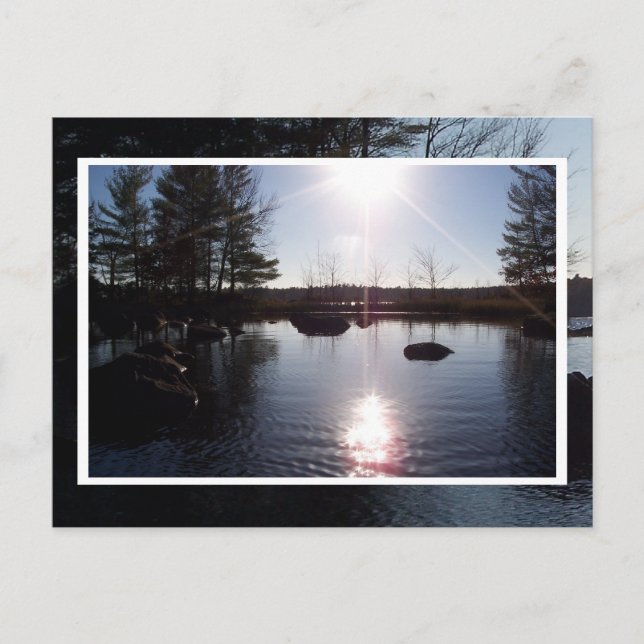 Pôr do sol no cartão postal do lago (Frente)