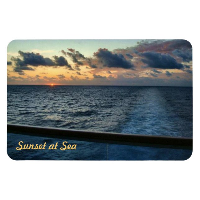 Pôr do sol no ímã Premium personalizado do mar (Horizontal)