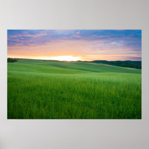 Por do sol no impressão do poster de Toscânia