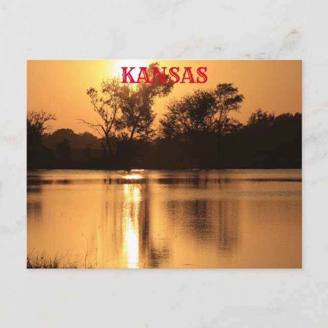 Pôr do sol no Kansas com cartão postal de reflexo  (Frente)