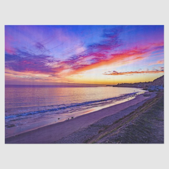 pôr do sol no papel de lenços de praia (Frente )