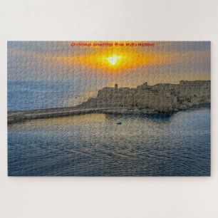 Pôr do sol no porto de Malta. Quebra-cabeça