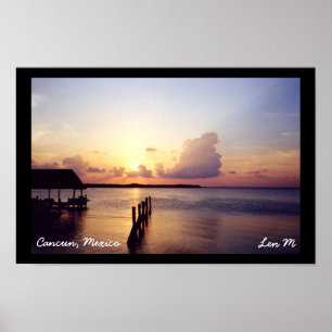 Por do sol no poster de Cancun