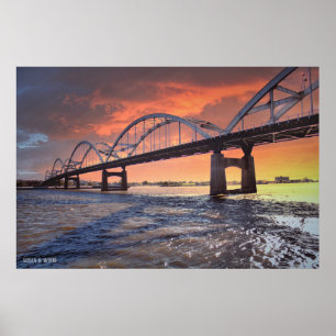 Por do sol no poster do rio Mississípi