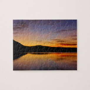 Por do sol no quebra-cabeça difícil da foto