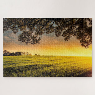 Pôr do sol num Quebra-cabeça de Paisagem Rural