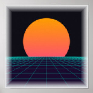 Pôr do Sol Pixel de 8 Bits - Impressão Retro Arcad