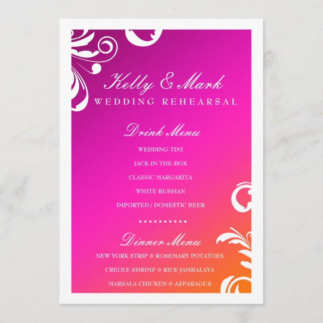 por do sol selvagem do menu da bebida do comensal (Frente)