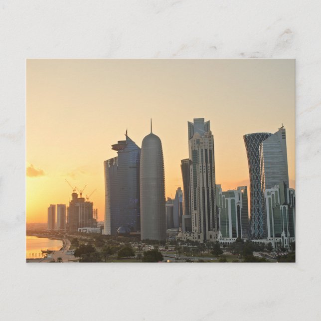 Pôr do sol sobre Doha, cartão postal do Qatar (Frente)