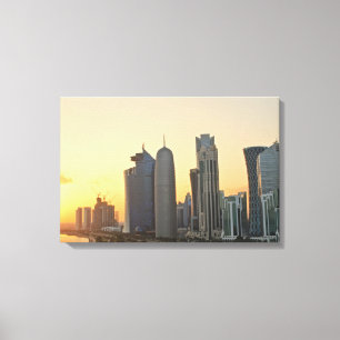 Por do sol sobre impressão das canvas de Doha,
