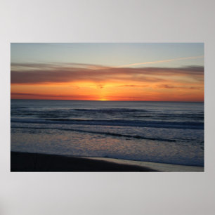 Por do sol sobre os posters do Oceano Pacífico